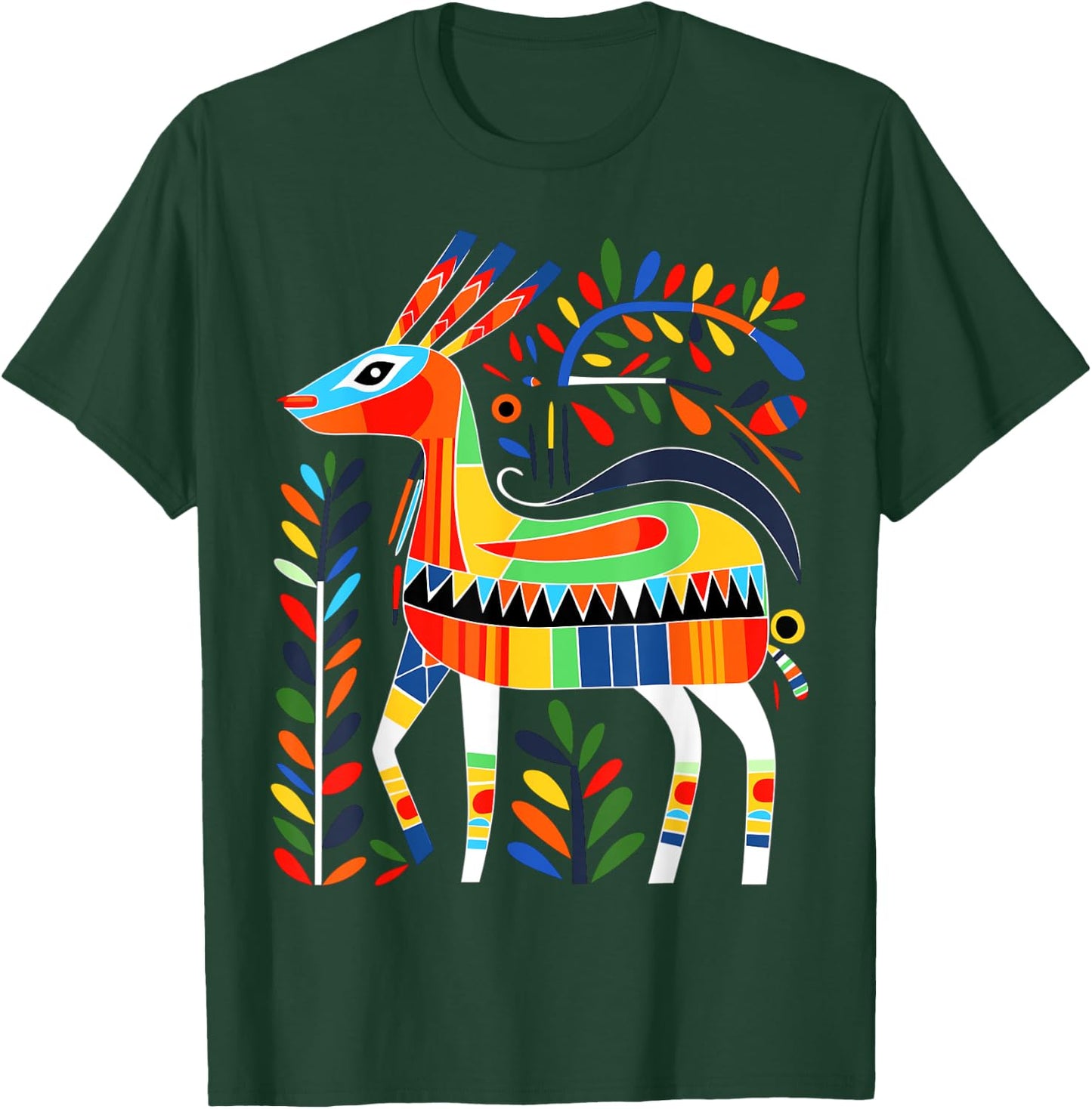 Native American Deer Pacific Northwest Coastal Art T-Shirt - T-Shirt | Forest