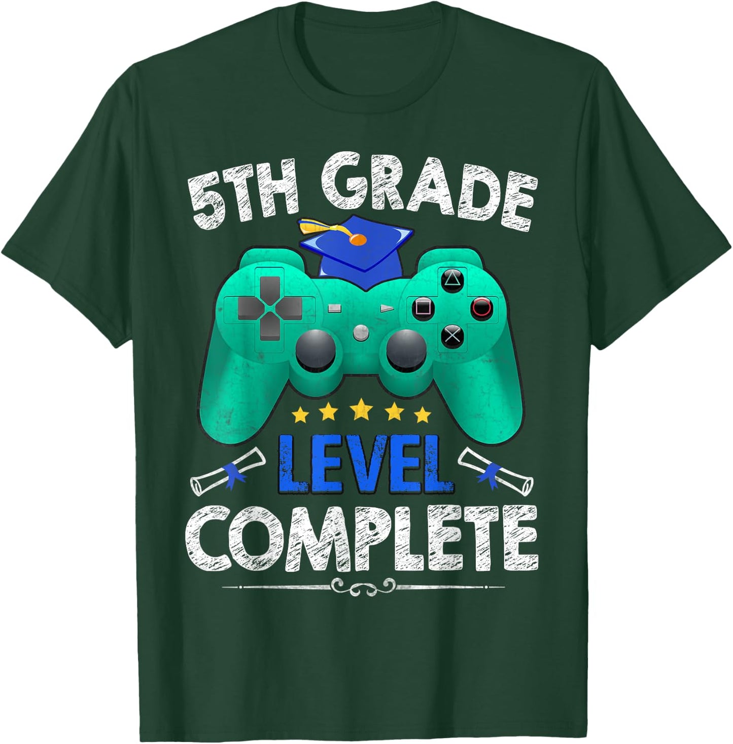 5th Grade Level Complete Gamer Class Of 2025 Graduation T-Shirt - T-Shirt | Forest