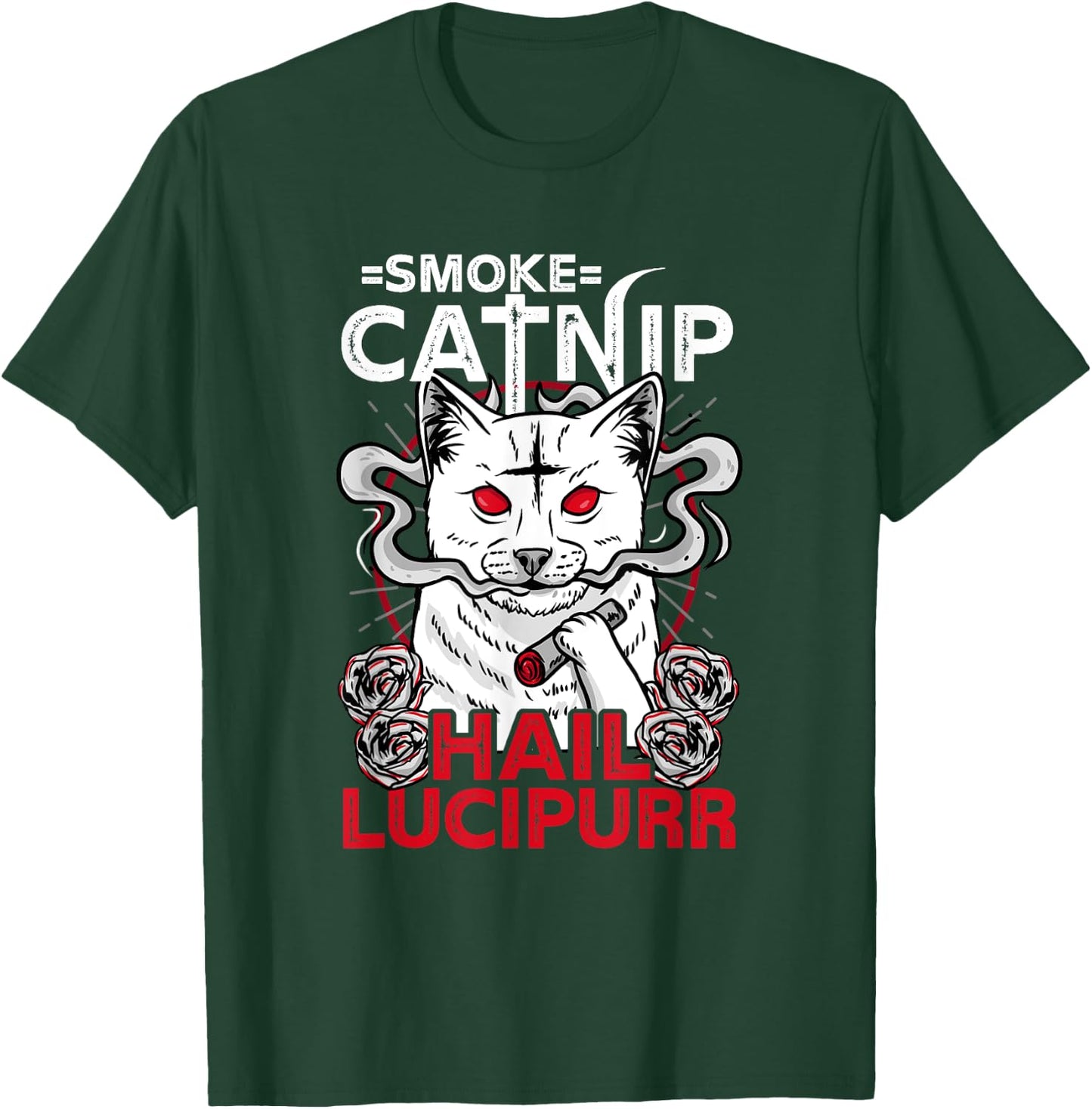 Smoke Catnip Hail Lucipurr l Satanic Occult Cat Men Women T-Shirt - T-Shirt | Forest