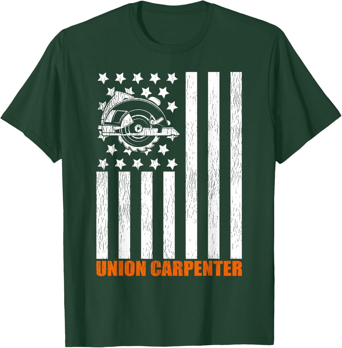 Union Carpenter Patriotic American Flag Women Men T-Shirt - T-Shirt | Forest