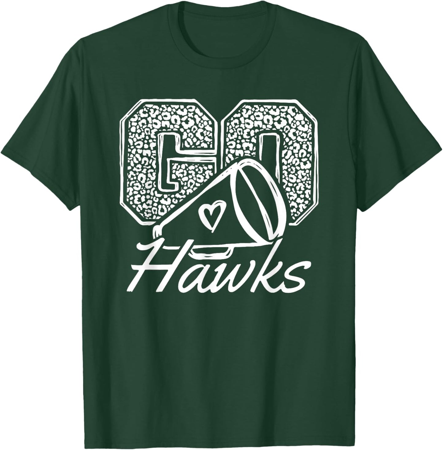 Go Cheer Hawks Sports Name Gifts Men Women Boy Girl T-Shirt - T-Shirt | Forest