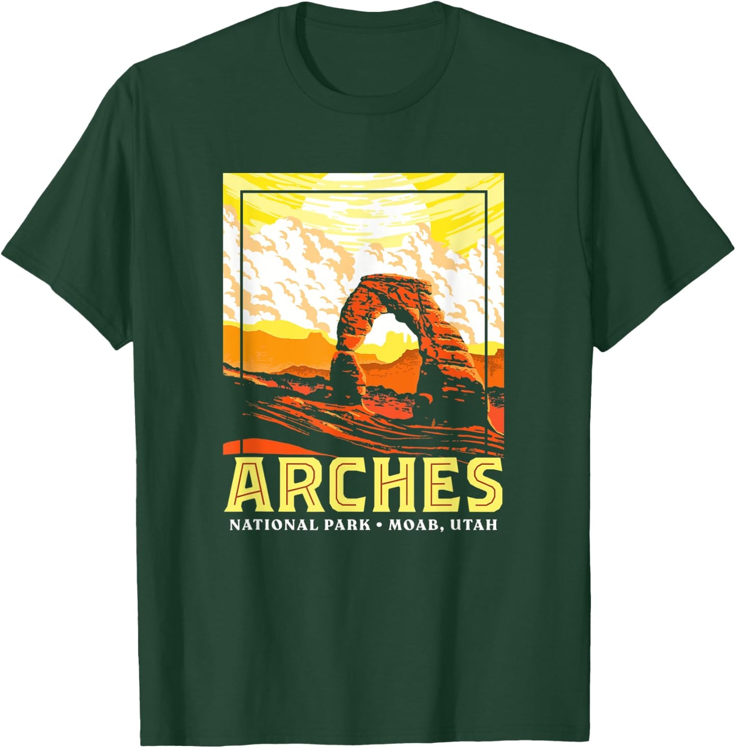 Arches National Park Retro WPA Style Vintage Graphic T-Shirt - T-Shirt | Forest