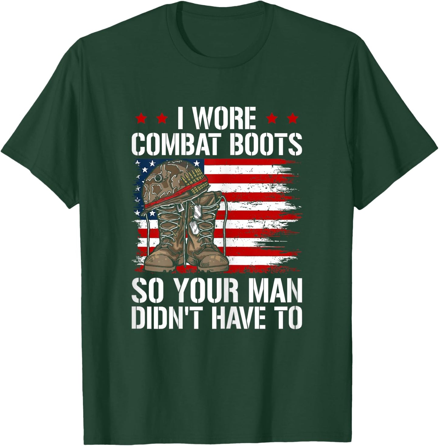 Funny Female Veteran I Wore Combat Boots Women Veteran Mom T-Shirt - T-Shirt | Forest