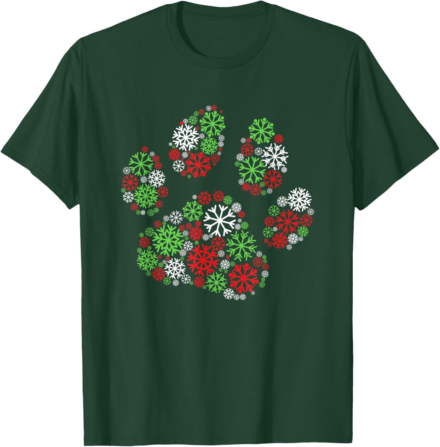 Cute Paw Ugly Christmas Snowflakes Pet Owner Dog Xmas T-Shirt - T-Shirt | Forest