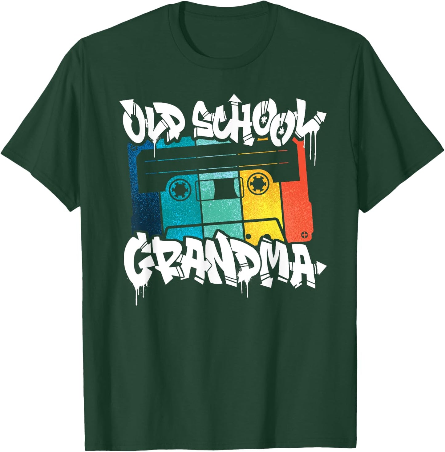 Old School Grandma Retro 80s 90s Graffiti Cassette Mix Tape T-Shirt - T-Shirt | Forest