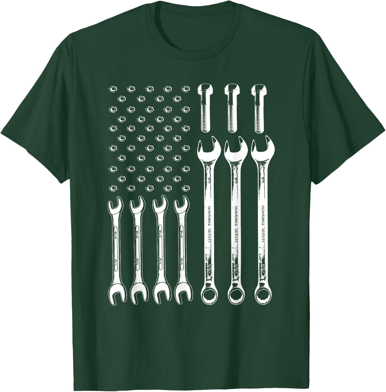 American Flag Mechanic Patriotic Wrench Repairman Men Gifts T-Shirt - T-Shirt | Forest