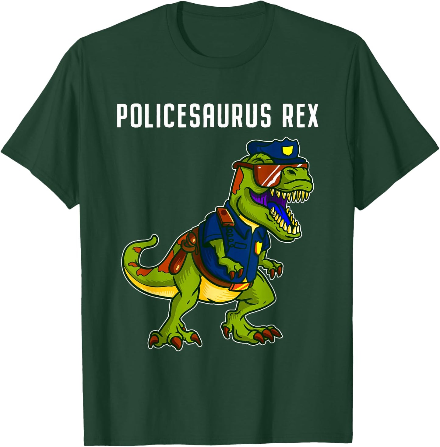 Dinosaur Police Officer T Rex Joke Gifts Policeman T-Shirt - T-Shirt | Forest