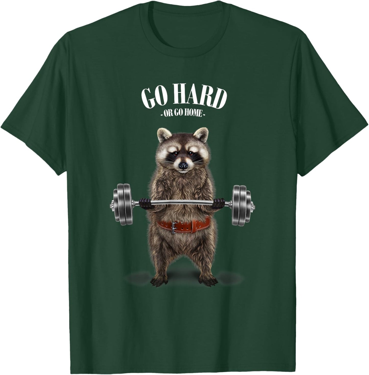Raccoon Weightlifting in Fitness Gym T-Shirt - T-Shirt | Forest