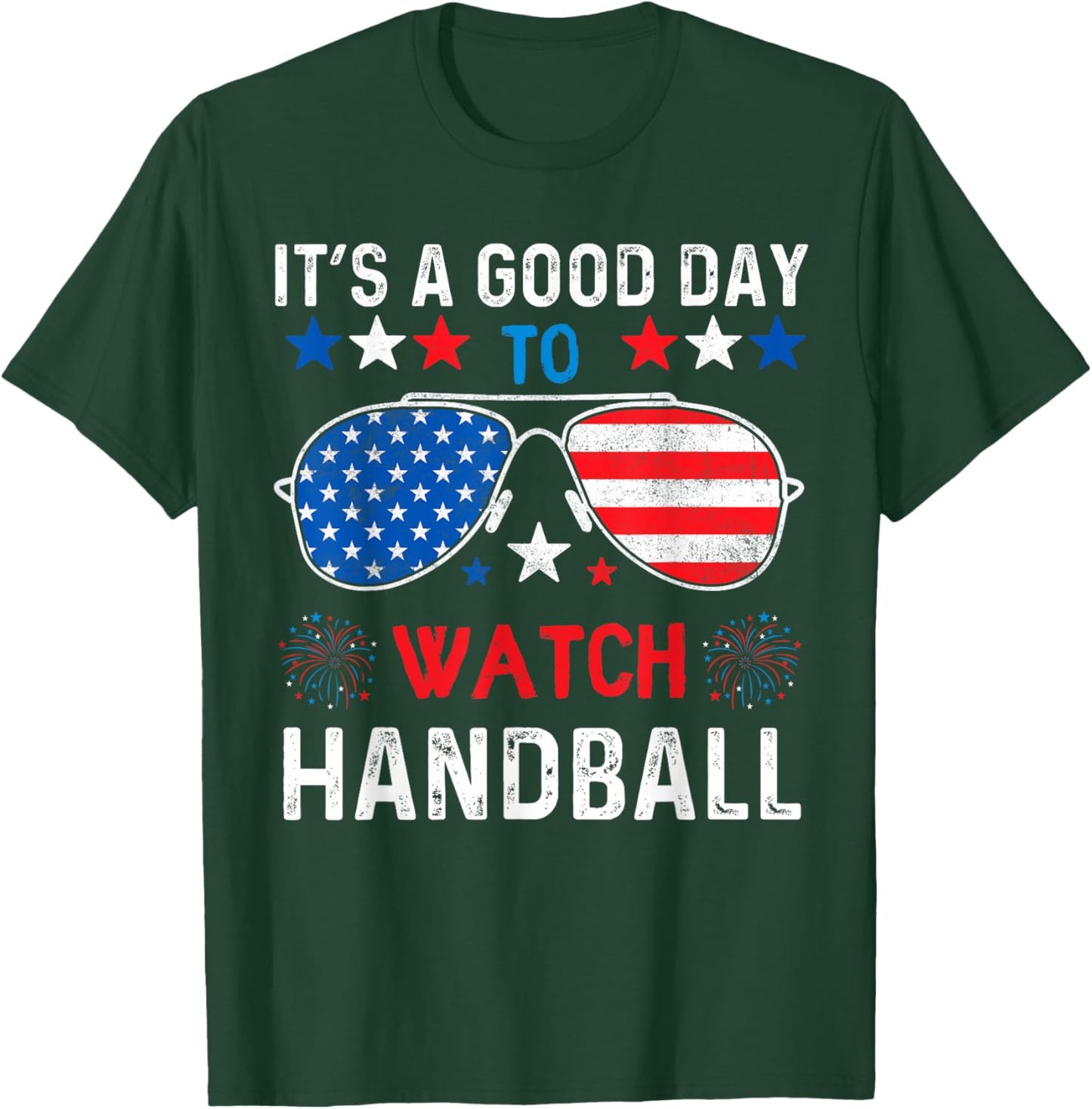 Handball USA Support the Team Sunglasses USA Flag Girls Kids Men T-Shirt - T-Shirt | Forest