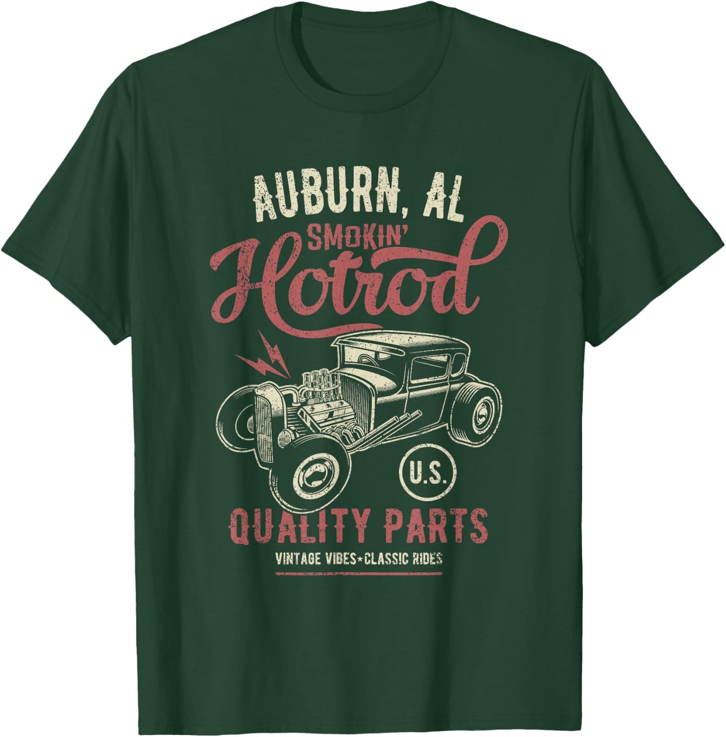 Auburn AL USA Hotrod Vintage Style Car Distressed Design T-Shirt - T-Shirt | Forest