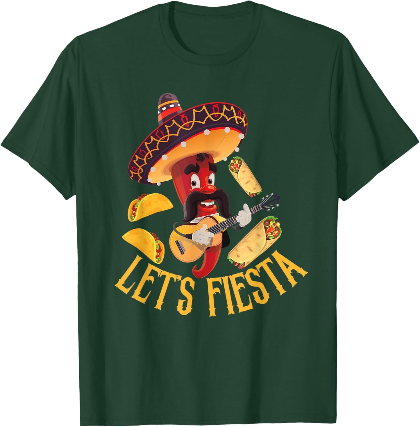 Let's Fiesta tacos Burrito Cool Mexican Party cinco de mayo T-Shirt - T-Shirt | Forest