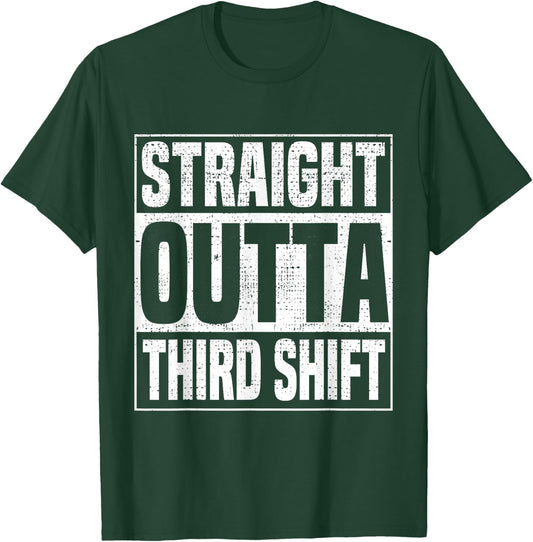 Funny Night Shifters 3rd Shift Work Midnight Crew Third T-Shirt - T-Shirt | Forest