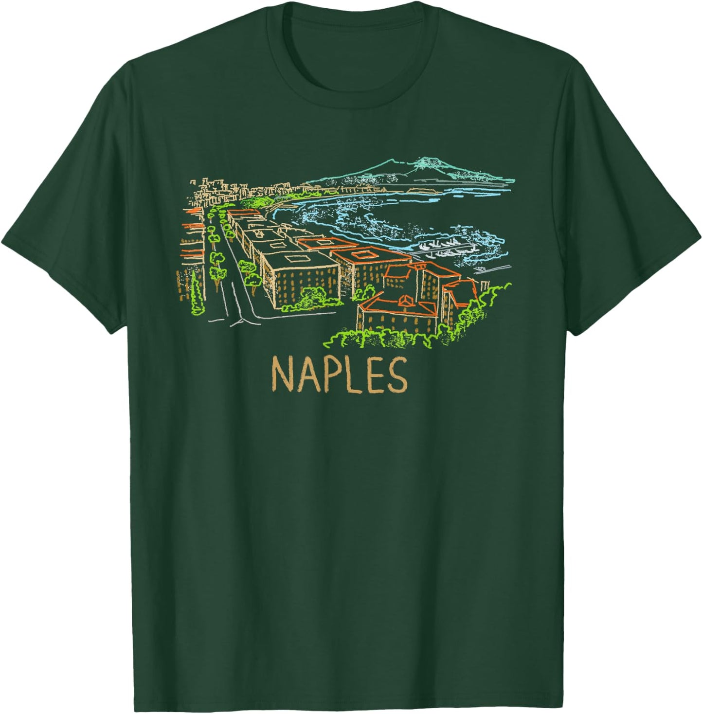 Naples Italy Travel Souvenir Historic City Landmark Gift T-Shirt - T-Shirt | Forest