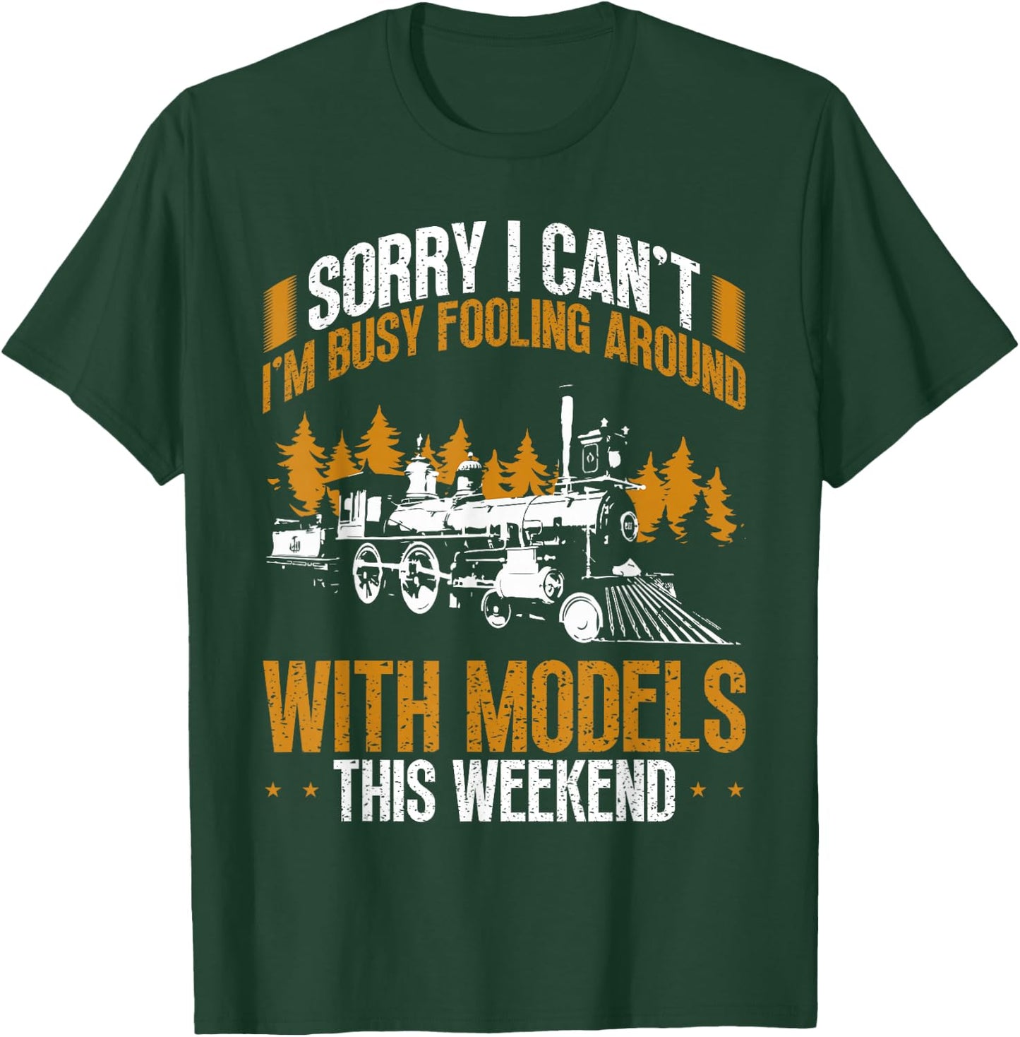 Vintage Model Train Railroad Engineer Hobbyist T-Shirt - T-Shirt | Forest