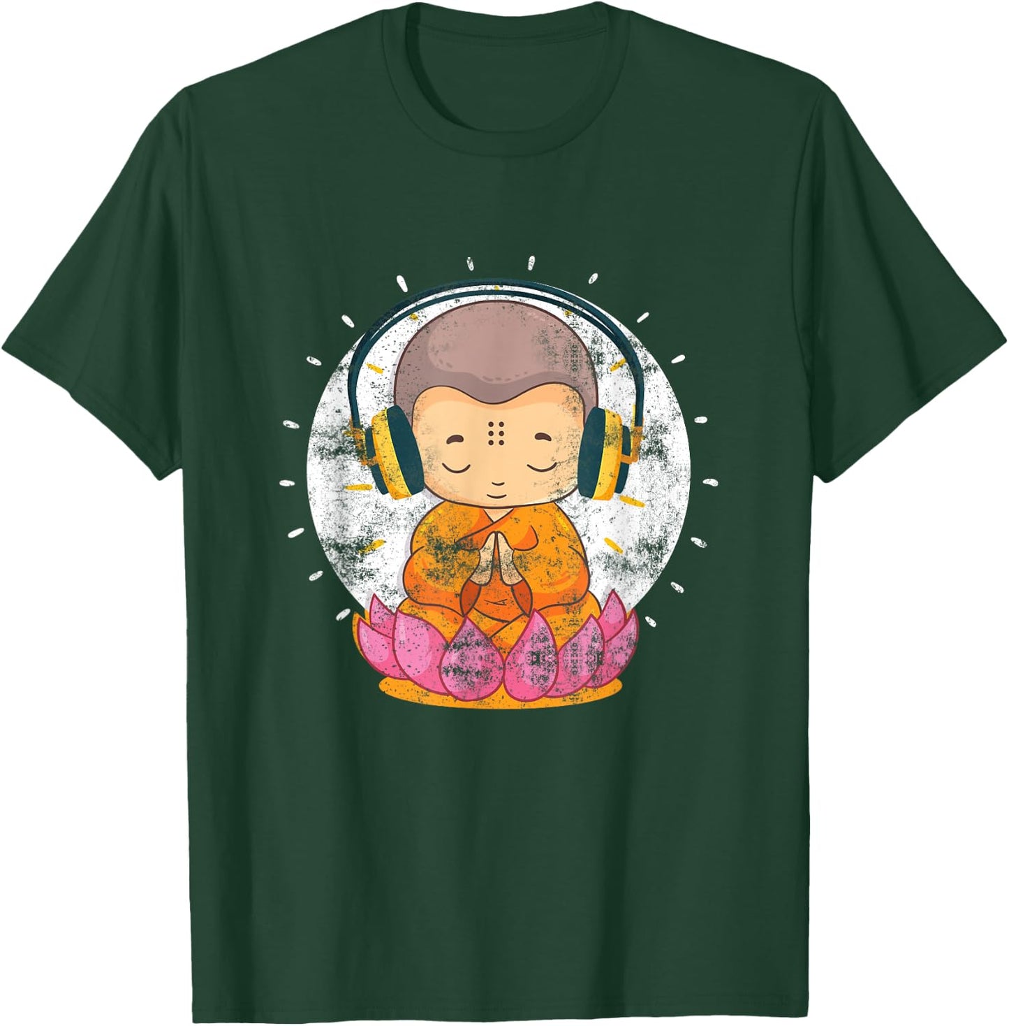 Funny Buddha With Headphones Buddhist Music Lover Gift T-Shirt - T-Shirt | Forest