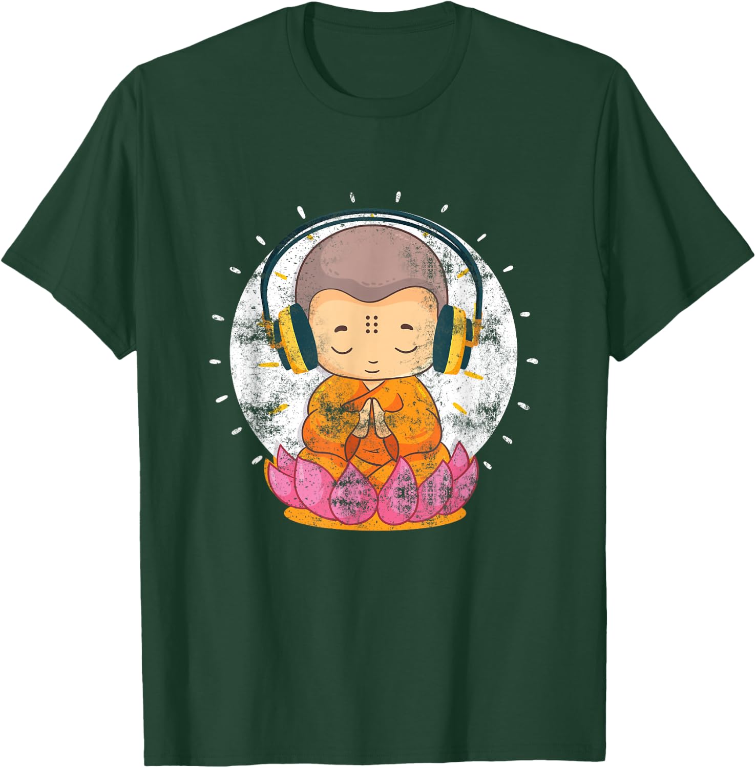 Funny Buddha With Headphones Buddhist Music Lover Gift T-Shirt - T-Shirt | Forest