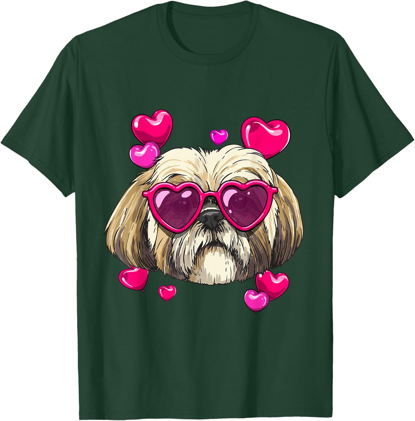 Valentines Shih Tzu Shirt Pet Dog Face Heart Shih Tzu Lover T-Shirt - T-Shirt | Forest