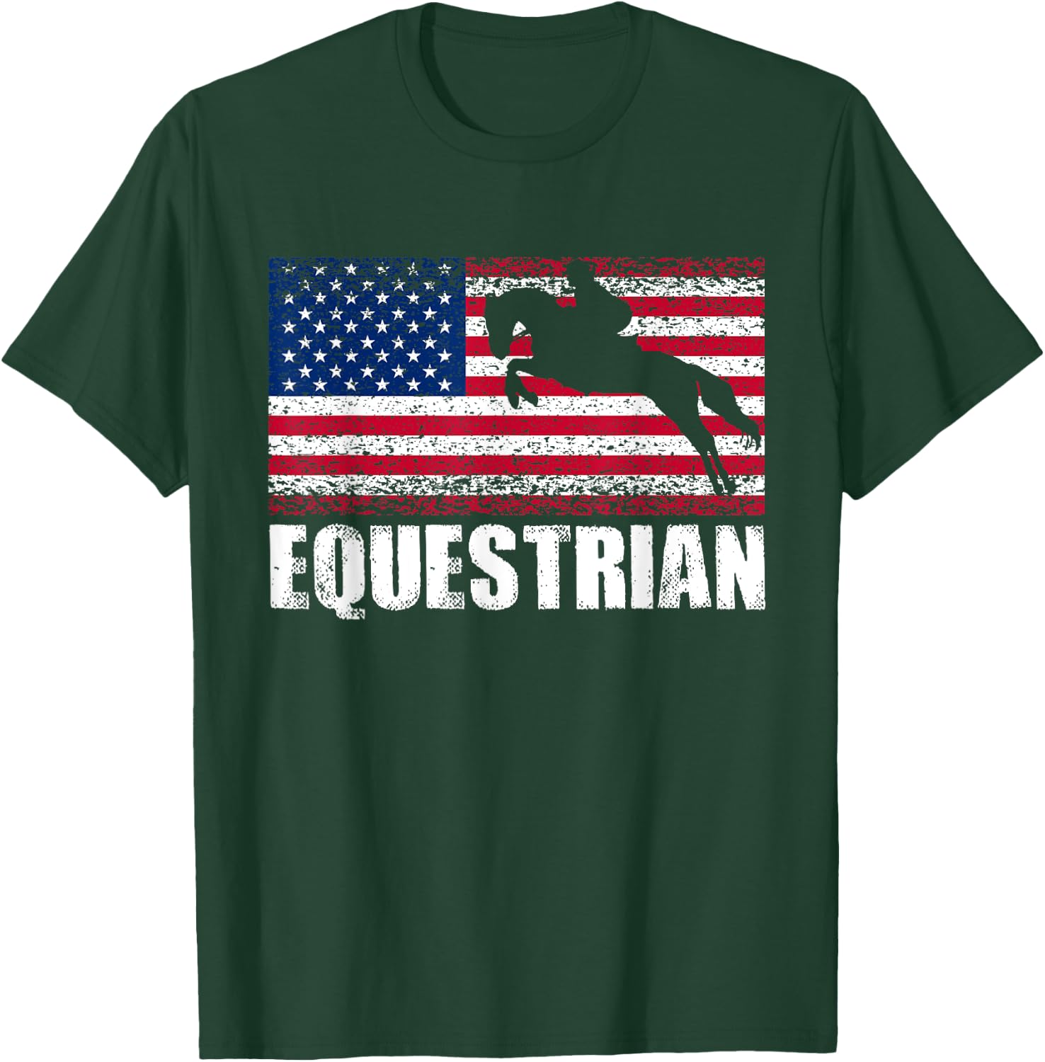 Equestrian Sports, American Flag, USA America, Horse Riding T-Shirt - T-Shirt | Forest