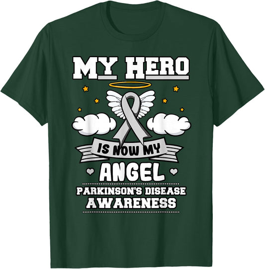 My Hero Is Now My Angel Parkinson's Depression Gray Clouds T-Shirt - T-Shirt | Forest