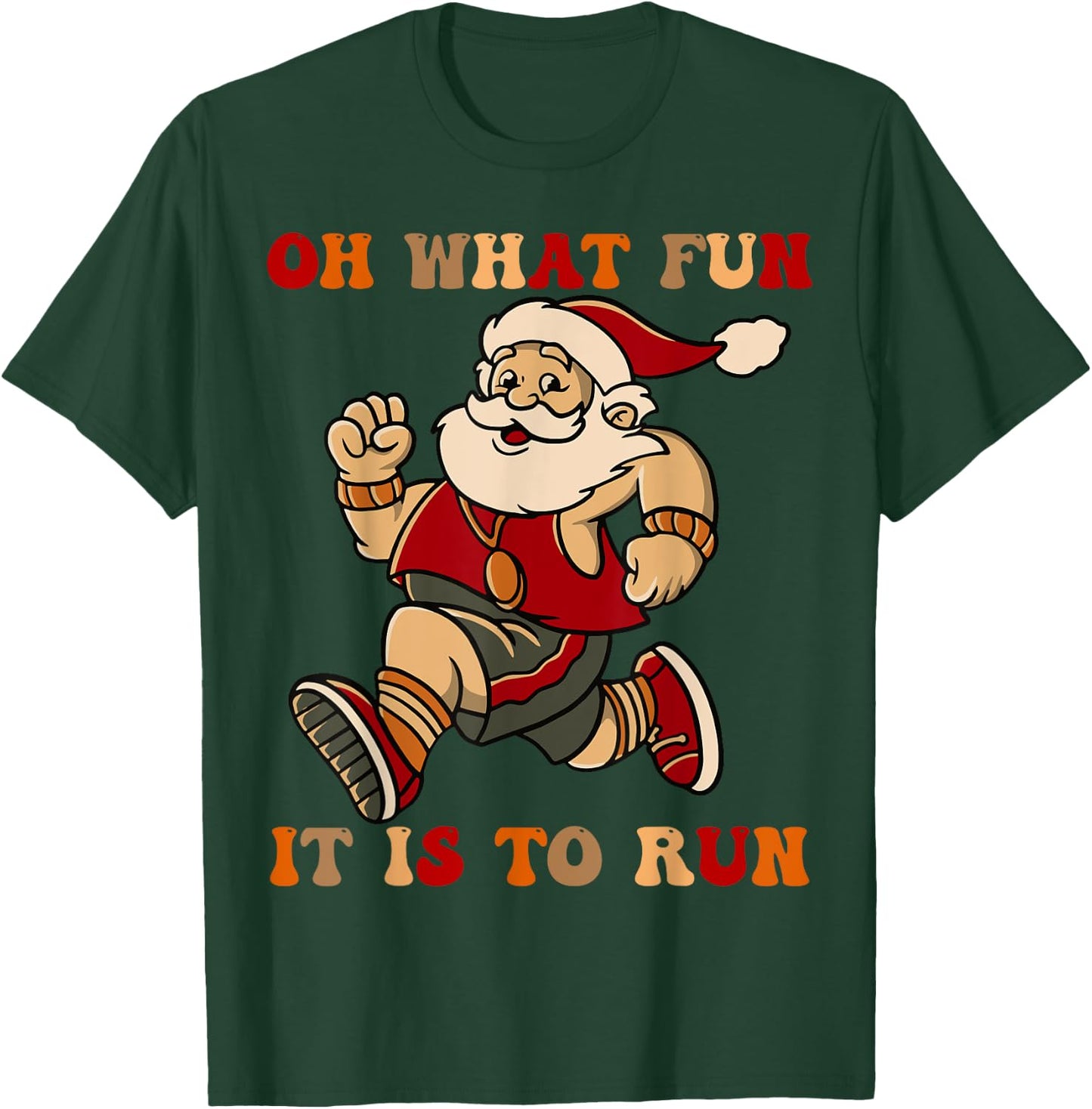 Sarcastic Santa Running Last Minute Christmas Runner T-Shirt - T-Shirt | Forest