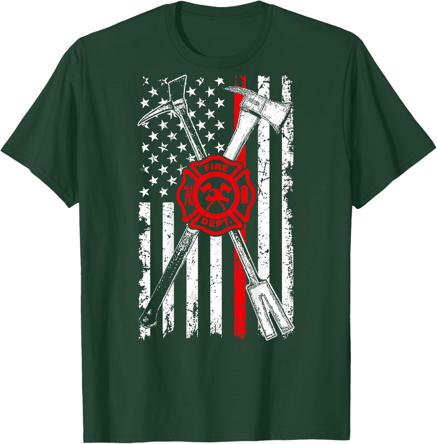 Firefighter Son Patriotic Gifts Axe Halligan Thin Red Line Men T-Shirt - T-Shirt | Forest