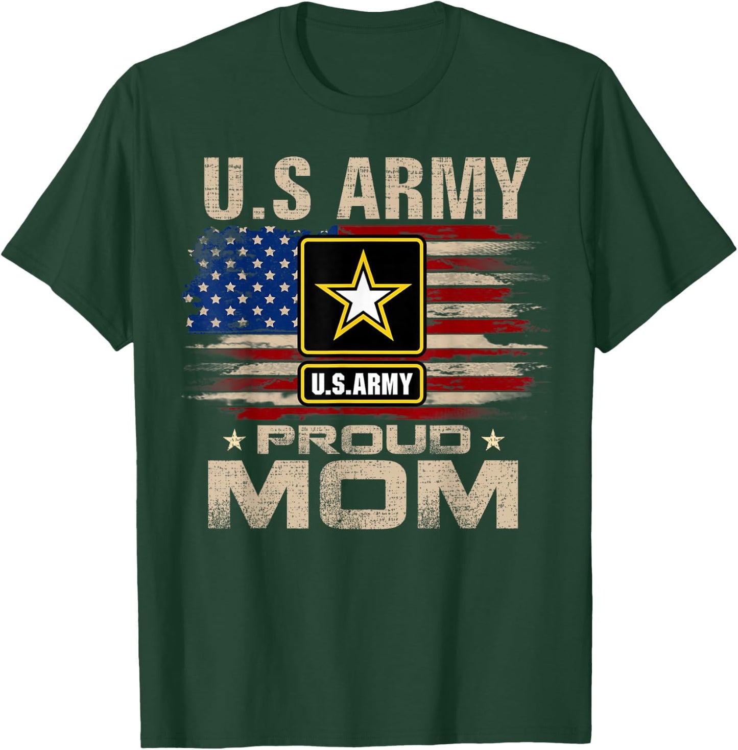 Vintage U.S Army Proud Mom With American Flag T-Shirt - T-Shirt | Forest