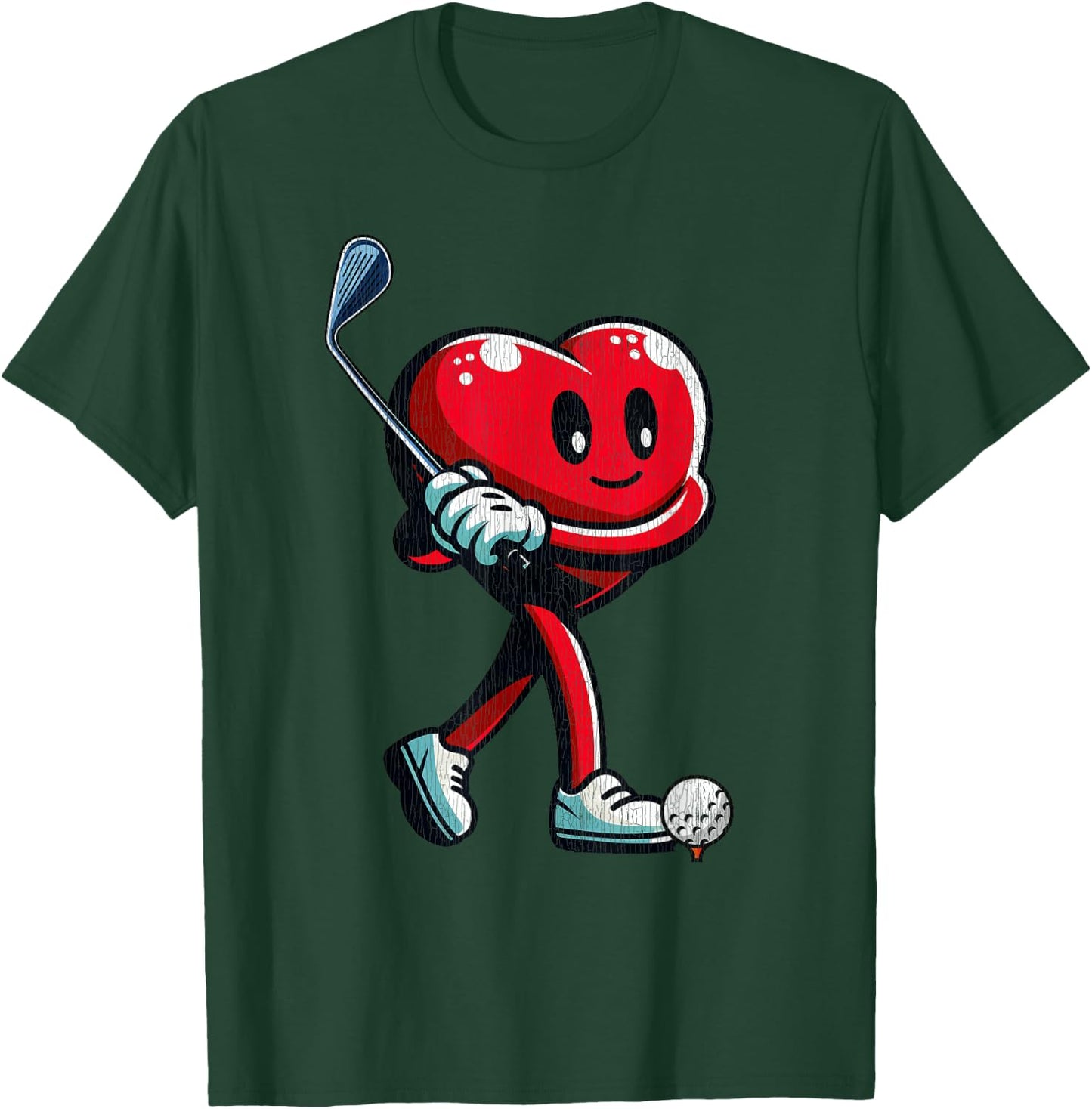 Golf Valentines Hearts Day Funny Lover Men Women T-Shirt - T-Shirt | Forest