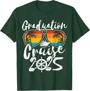 Senior Graduation Trip Cruise 2025 Retro Ship Party Cruise T-Shirt - T-Shirt | Forest