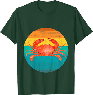 Kids Vintage Sunset Fun Crab Crabbing Crabs Crabber Gift Boys T-Shirt - T-Shirt | Forest