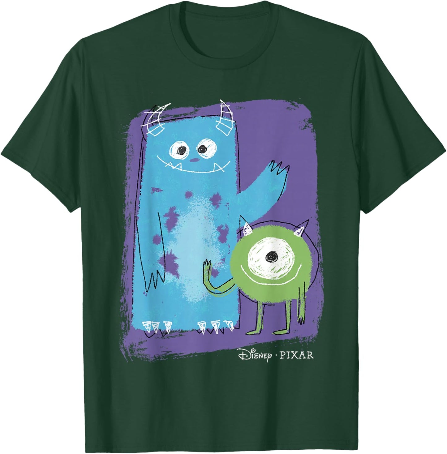 Disney Pixar Monster's Inc. Mike & Sully Painted Sketch T-Shirt - T-Shirt | Forest