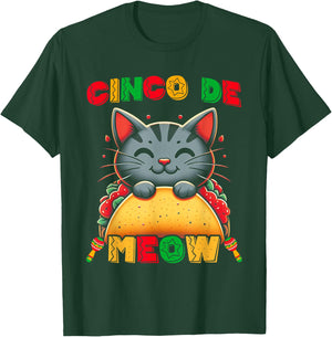 Cinco De Meow Funny Cinco De Mayo Cat Men Women Kids T-Shirt - T-Shirt | Forest