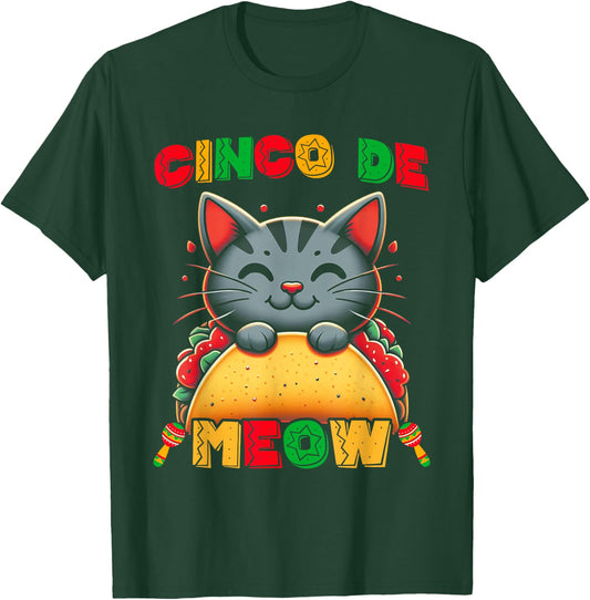 Cinco De Meow Funny Cinco De Mayo Cat Men Women Kids T-Shirt - T-Shirt | Forest