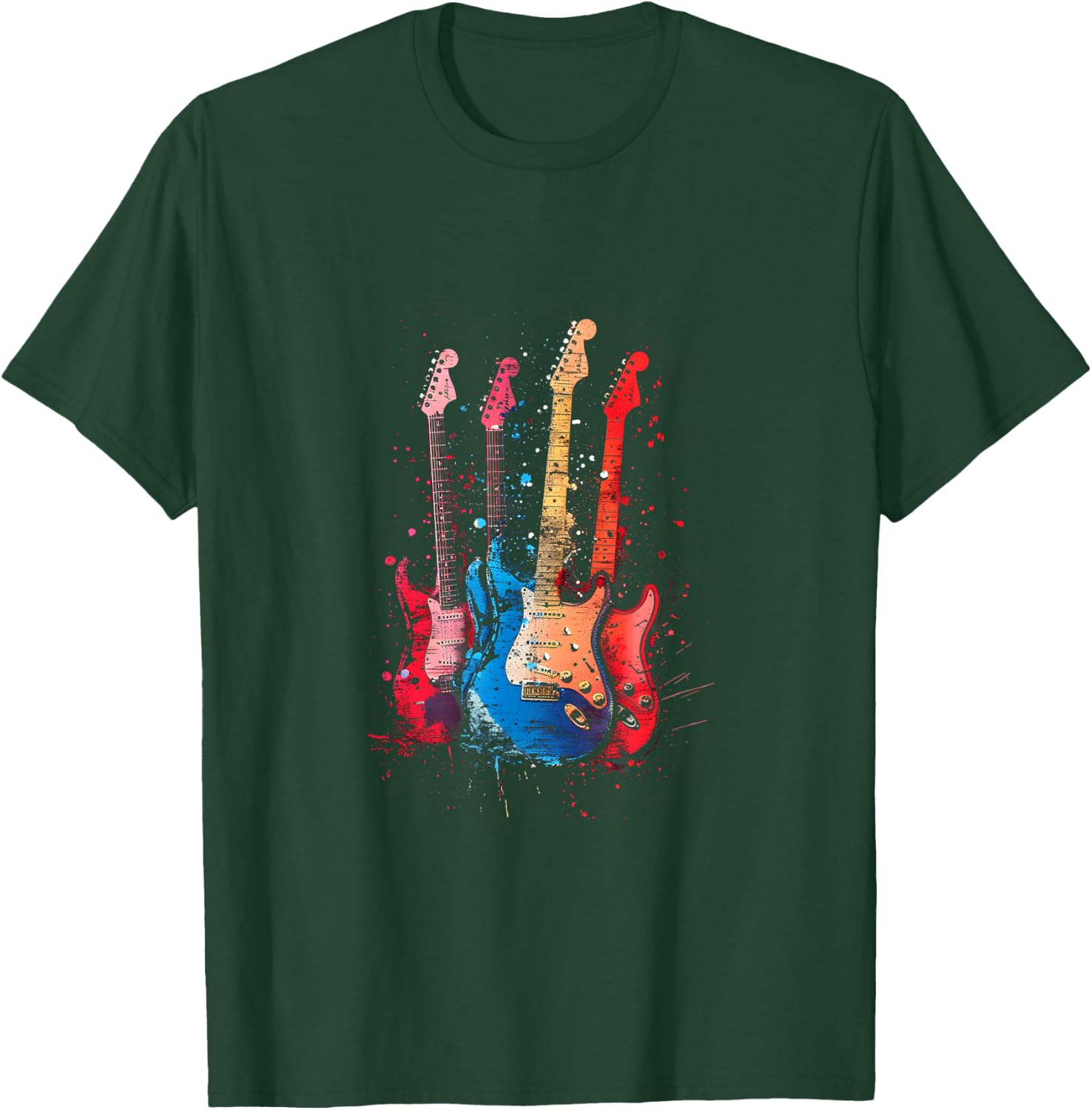 Electric Guitar Boys Guitars For Guitarist Men Retro Band T-Shirt - T-Shirt | Forest