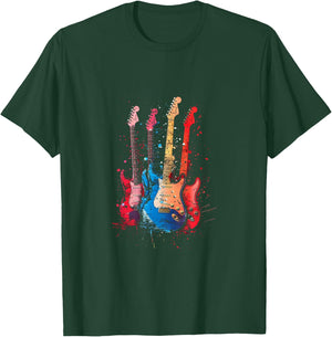 Electric Guitar Boys Guitars For Guitarist Men Retro Band T-Shirt - T-Shirt | Forest