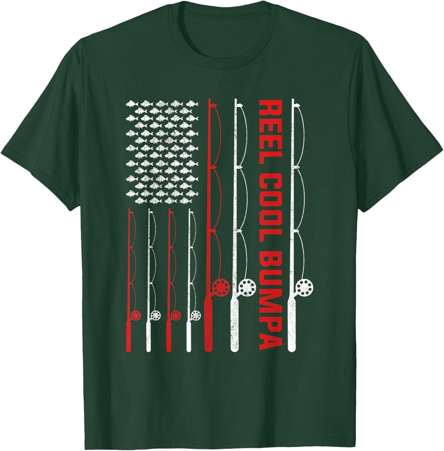 Reel Cool Bumpa Father's Day Fishing American Flag Women Men T-Shirt - T-Shirt | Forest