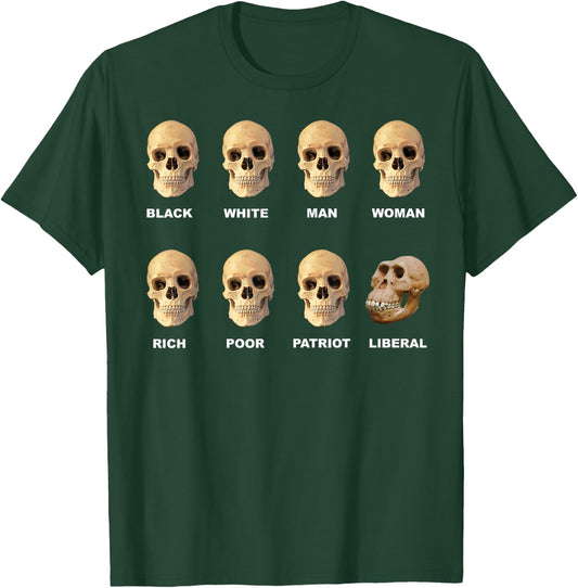 Black white man woman rich poor patriot liberal skull T-Shirt - T-Shirt | Forest