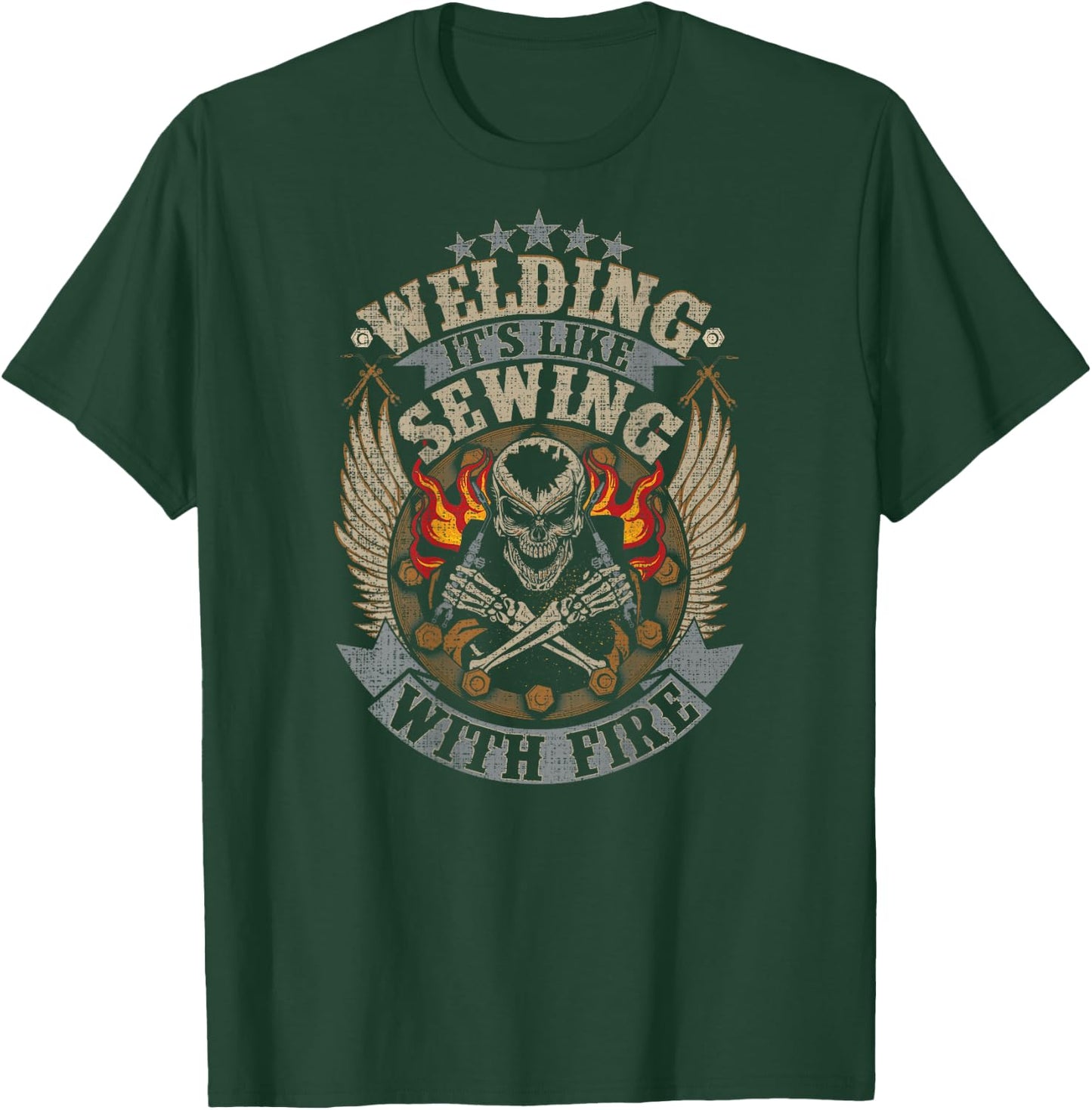 Welder Gifts Funny Welding Image On Back of T-Shirt - T-Shirt | Forest