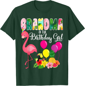 Flamingo Birthday Grandma Of The Birthday Girl Flamingo Bday T-Shirt - T-Shirt | Forest