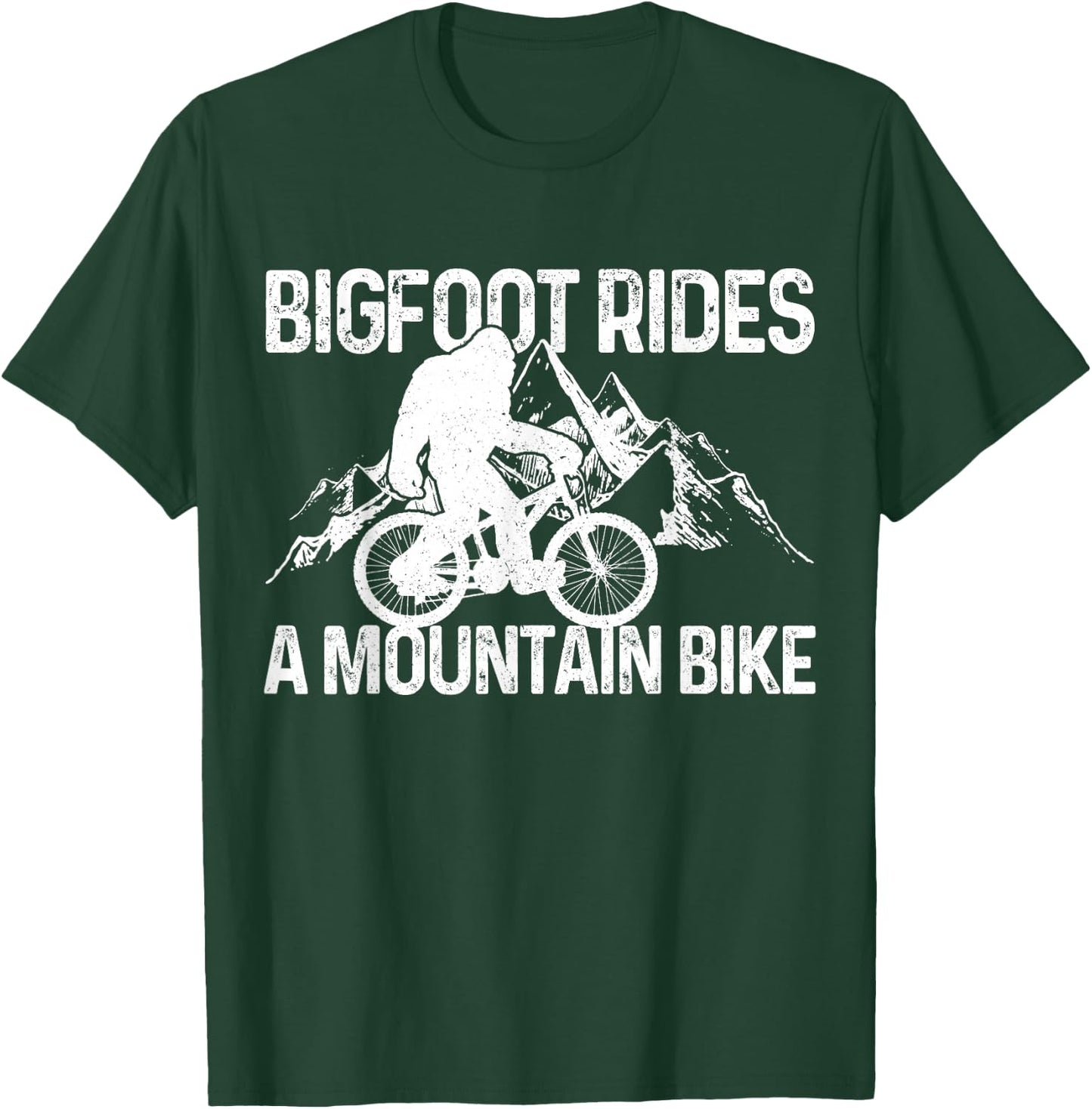 Bigfoot Rides A Mountain Bike Funny MTB Biking Biker Gift T-Shirt - T-Shirt | Forest