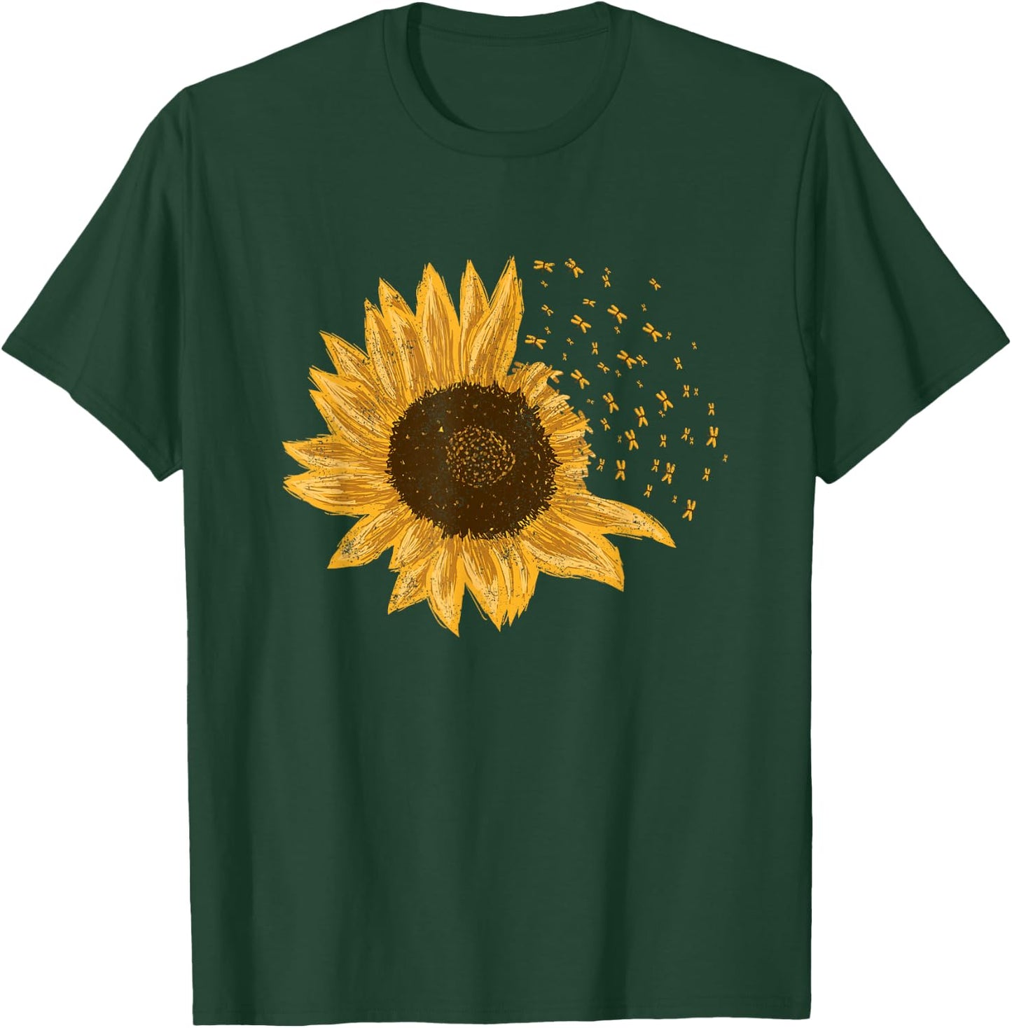 Sunflower Dragonflies Sunflower Summer Rustic Men Women Girls Kids T-Shirt - T-Shirt | Forest