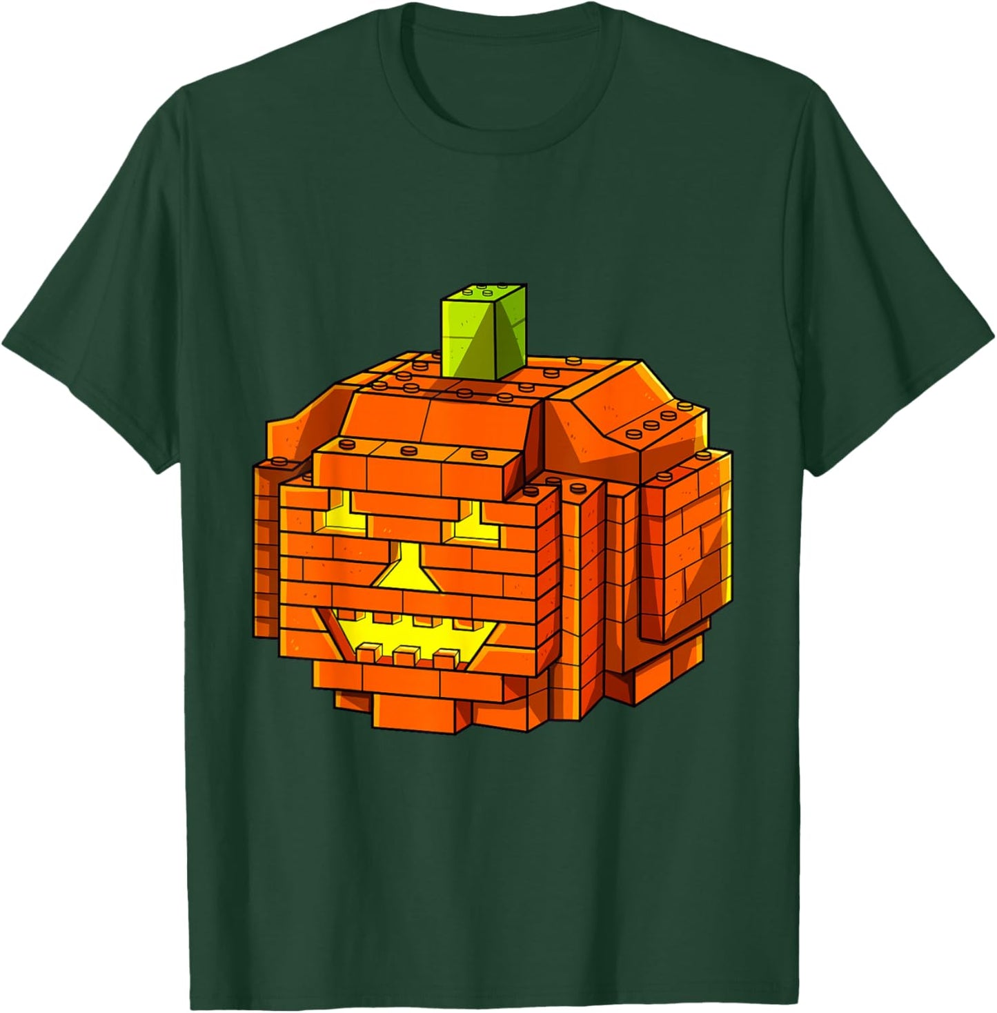 Halloween Building Brick Pumpkin JackoLantern Master Builder T-Shirt - T-Shirt | Forest