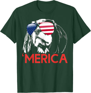 Merica Cavalier King Charles Spaniel American Flag Men T-Shirt - T-Shirt | Forest