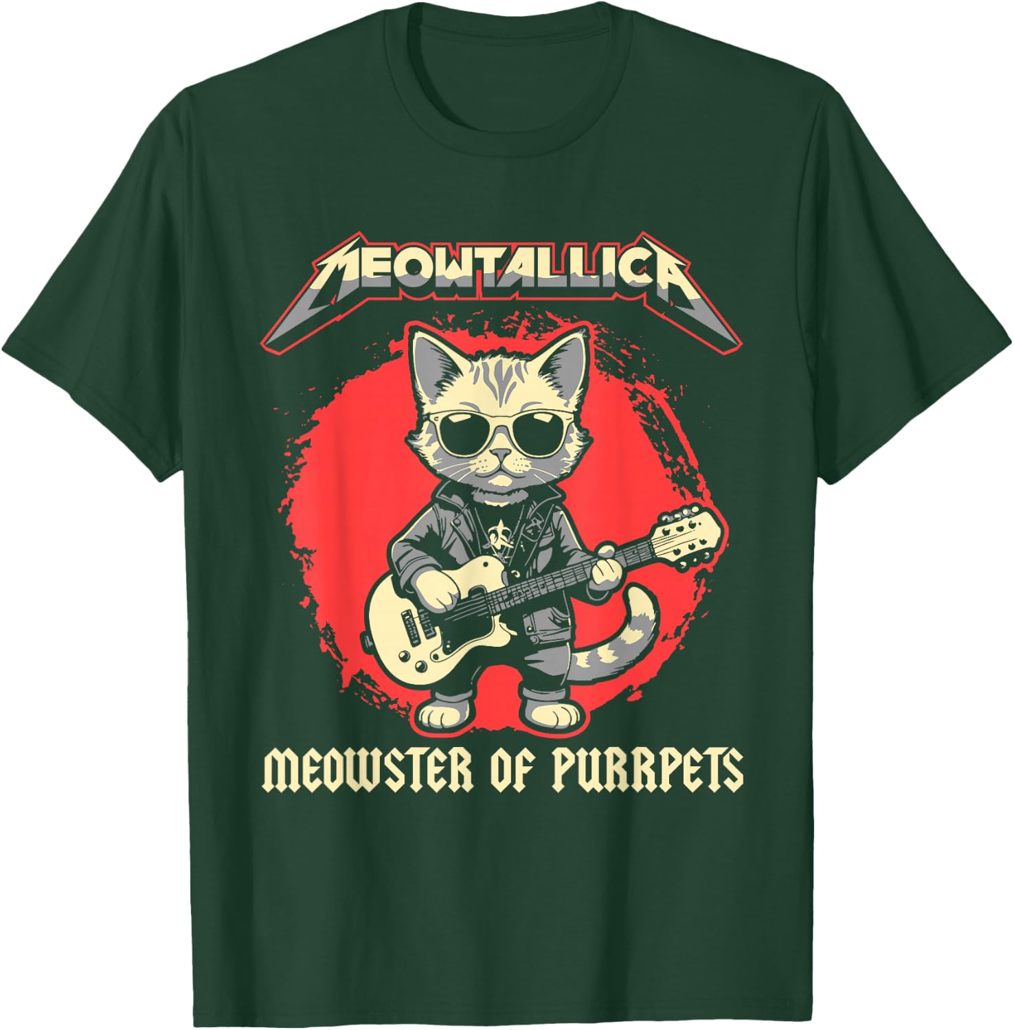 Meowtallica Meowster Of Purrpets - Funny Cat T-Shirt - T-Shirt | Forest