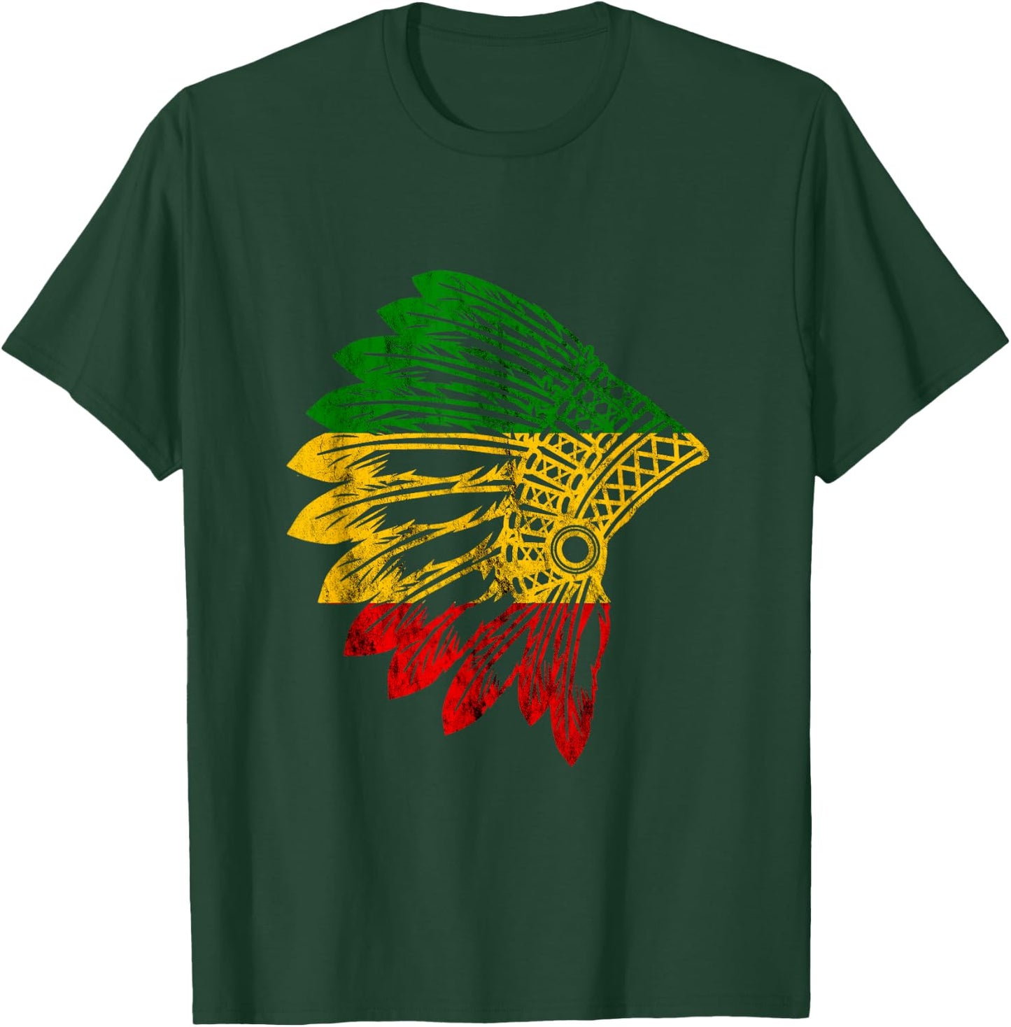 Rasta Reggae Indian Chief Costume Hippie Rastafari T-Shirt - T-Shirt | Forest