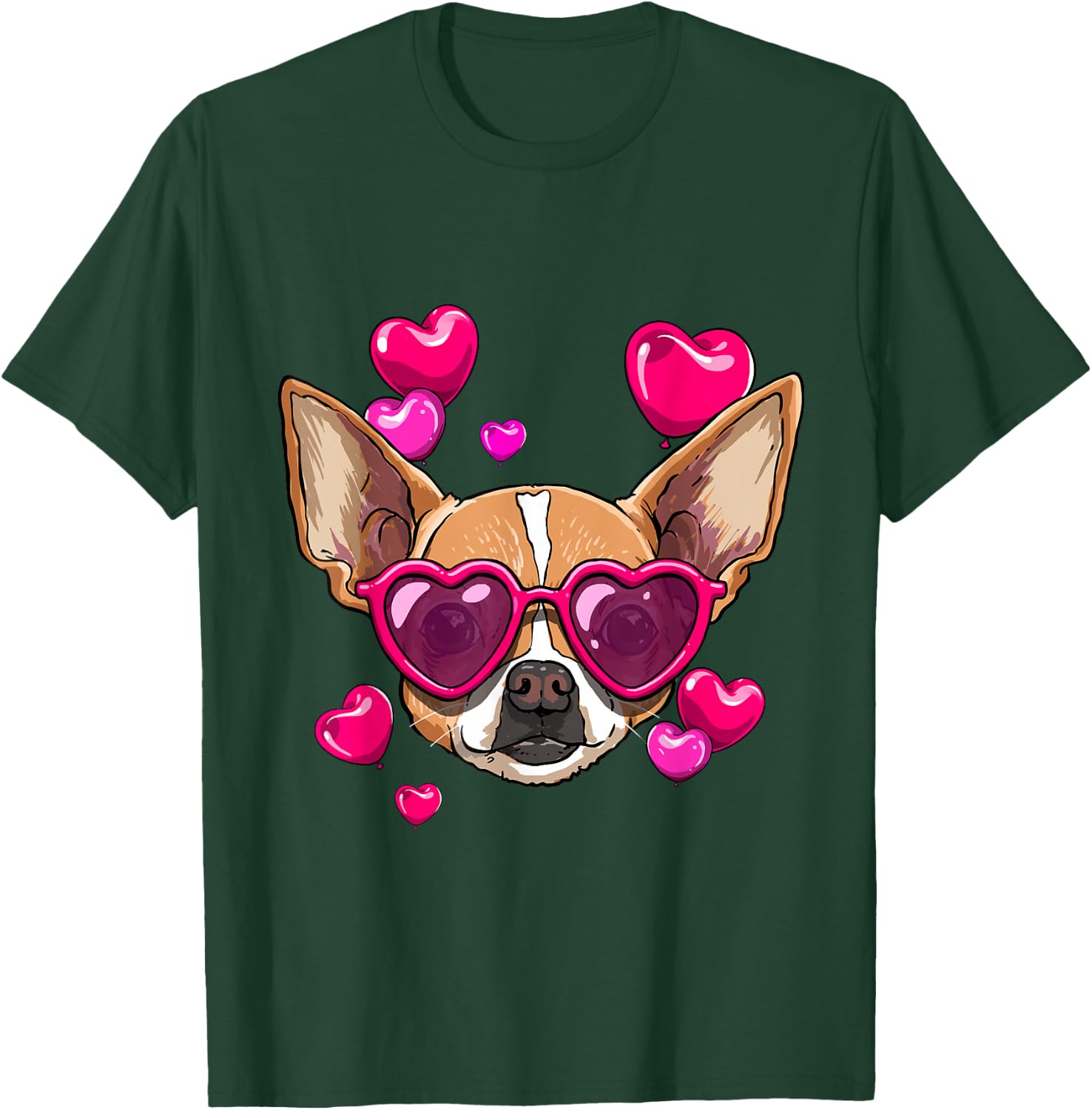 Valentines Chihuahua Dog Face Chihuahua Lover Owner T-Shirt - T-Shirt | Forest