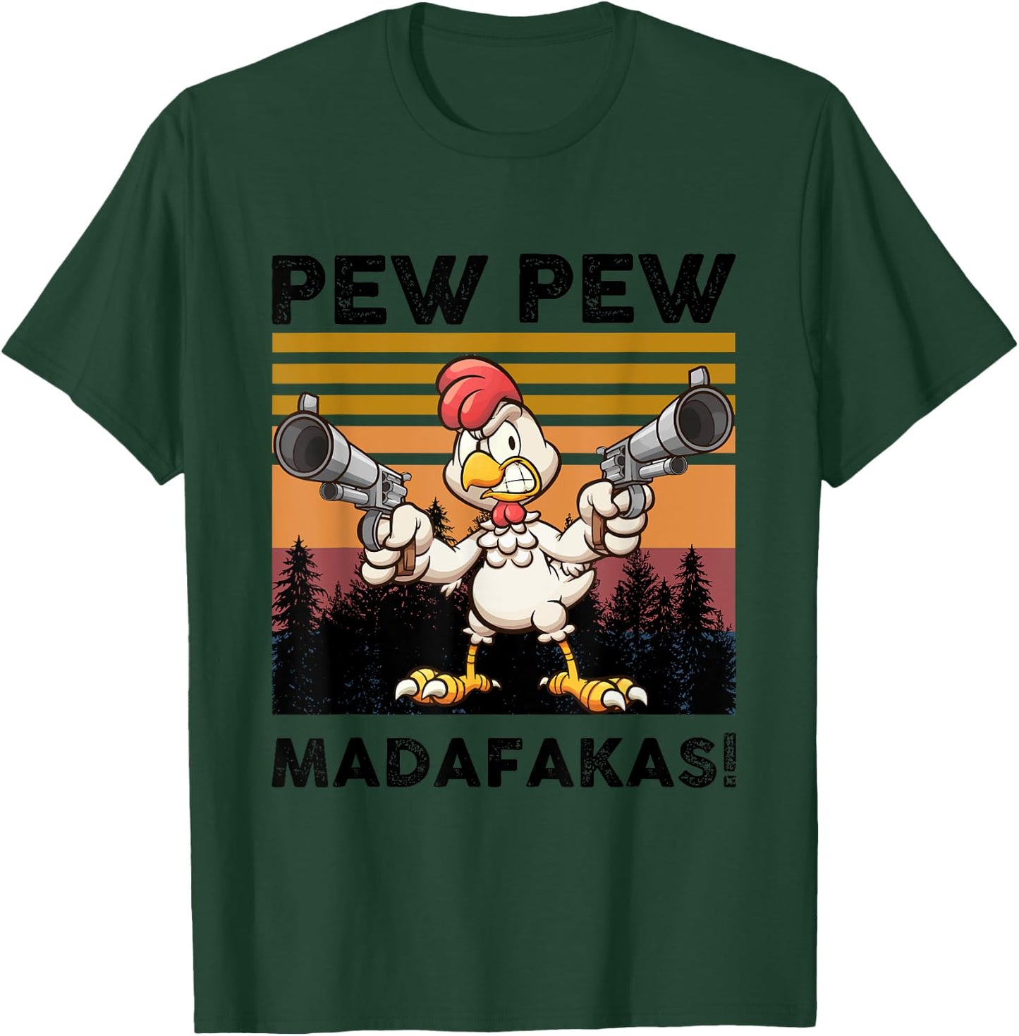 PEW Madafakas Turkey With Gun Retro Vintage Thanksgiving T-Shirt - T-Shirt | Forest