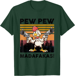 PEW Madafakas Turkey With Gun Retro Vintage Thanksgiving T-Shirt - T-Shirt | Forest