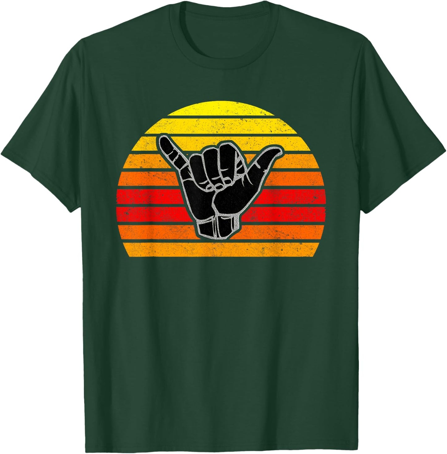 Retro Shaka & Surf Sign - Cool Vintage Surfer / Surfing Gift T-Shirt - T-Shirt | Forest