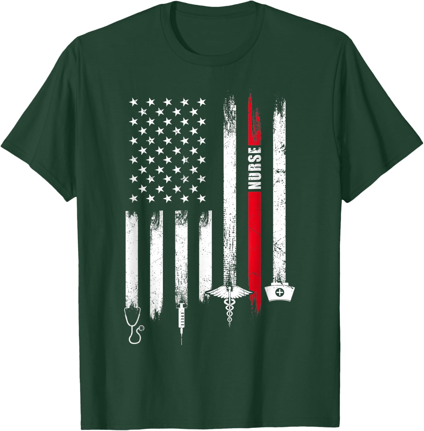 Funny American Flag Nurse Day Gift Small T-Shirt - T-Shirt | Forest