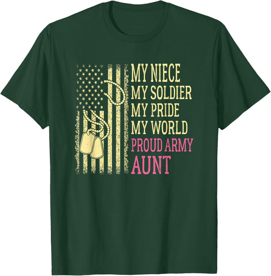 My Niece My Soldier Proud Army Aunt Pride US Military Auntie T-Shirt - T-Shirt | Forest